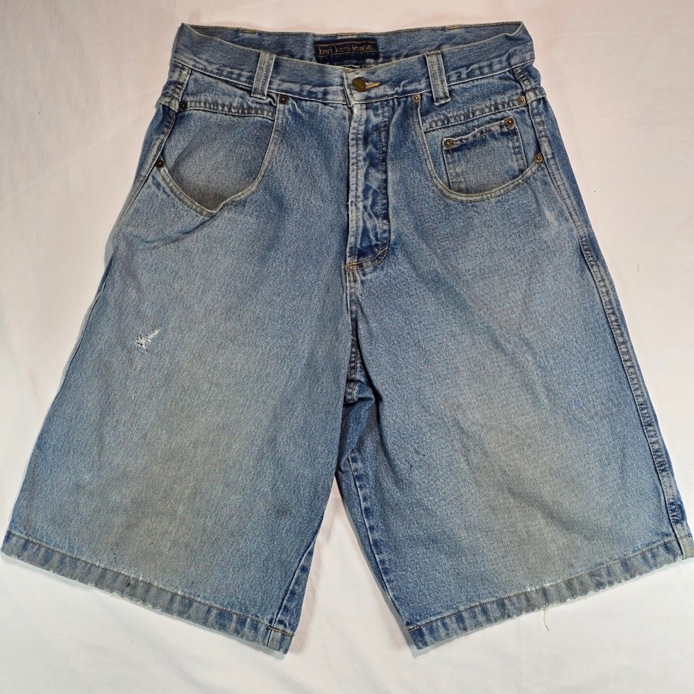 Vintage Karl Kani Jeans Mens 32 Baggy Denim Shorts Light Wash Made in USA 90s